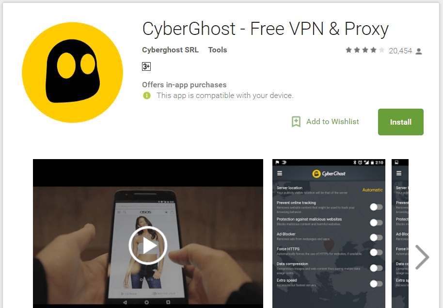 cyberghost free android vpn