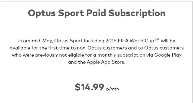 Optus app pricing for fifa worldcup